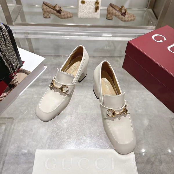 GG Women's Loafer Pump 55mm Horsebit Ivory Soft Cowhide 502607