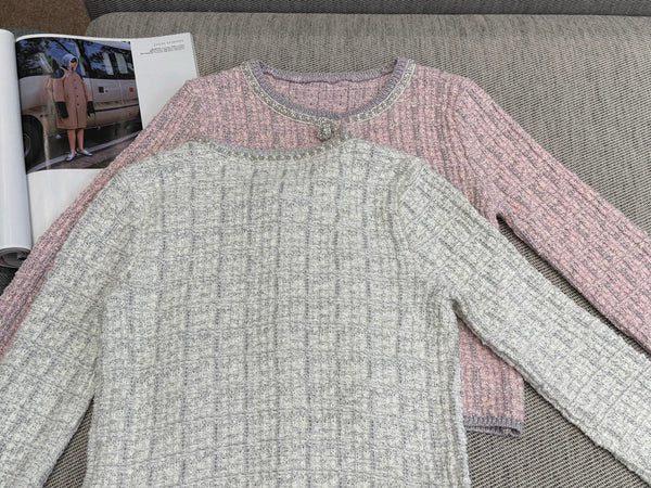 CC Tweed Beaded Coat Pink White Cotton Acrylic 251307