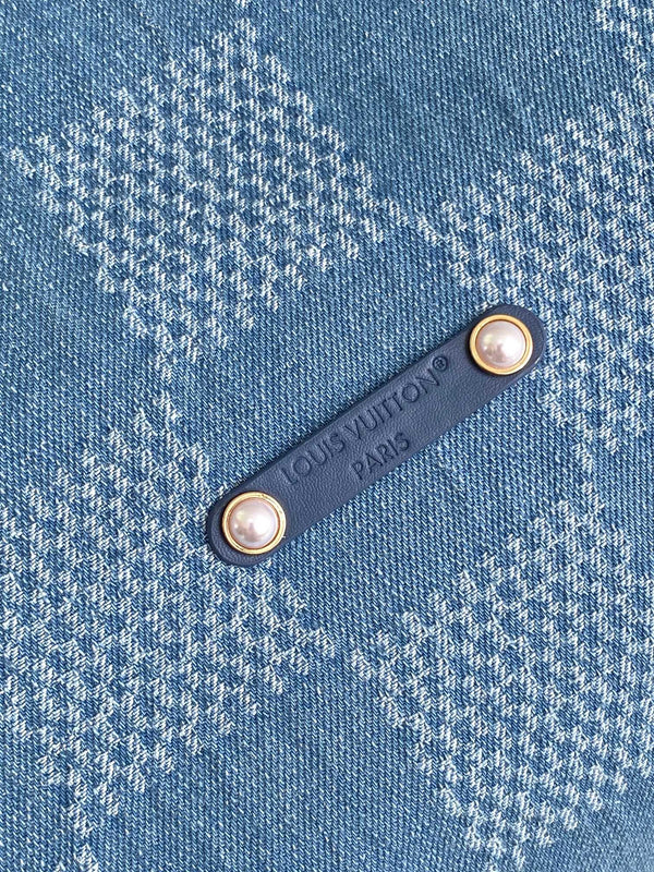 LV Vagabond Hobo 38cm Blue Cotton with 3D Damier Denim GHW
