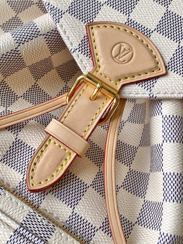 LV Montsouris PM Backpack Beige Damier Azur Pattern Canvas GHW