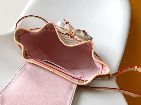 LV Montsouris PM Backpack Beige Damier Azur Pattern Canvas GHW