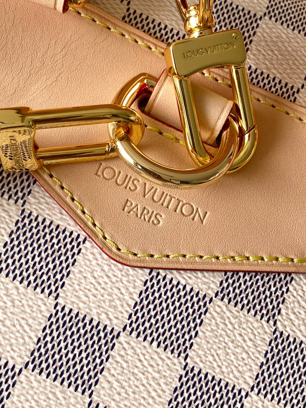 LV Montsouris PM Backpack Beige Damier Azur Pattern Canvas GHW