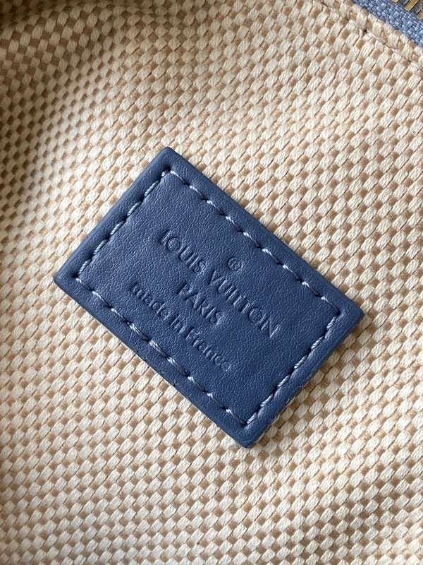 LV Speedy 18 Bandoulière Blue Cotton with 3D Damier Denim GHW