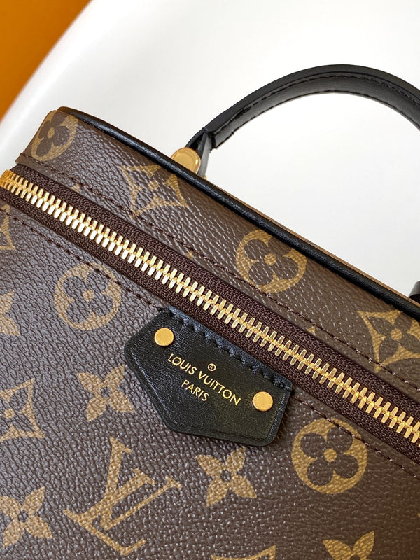 LV M47128 Vanity PM 13cm with Chain Brown Monogram Canvas & Cafskin GHW