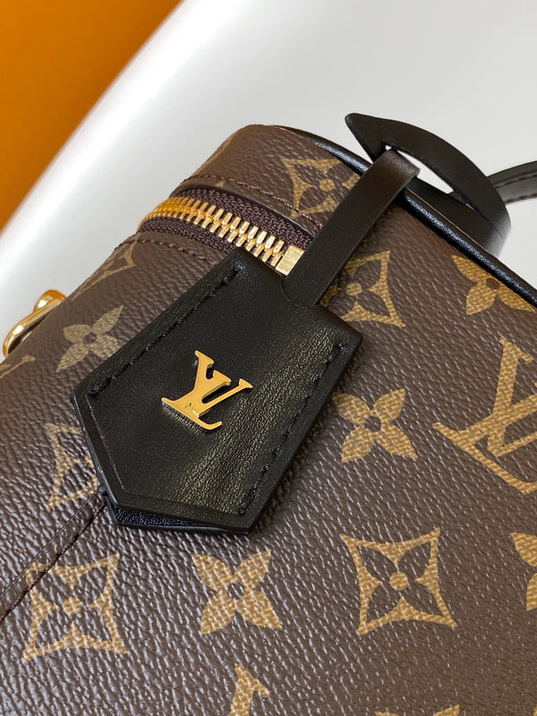 LV M47128 Vanity PM 13cm with Chain Brown Monogram Canvas & Cafskin GHW