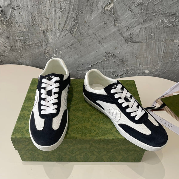 GG Low Sneaker Black White Canvas Suede Calfskin
