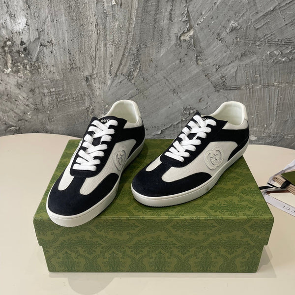 GG Low Sneaker Black White Canvas Suede Calfskin