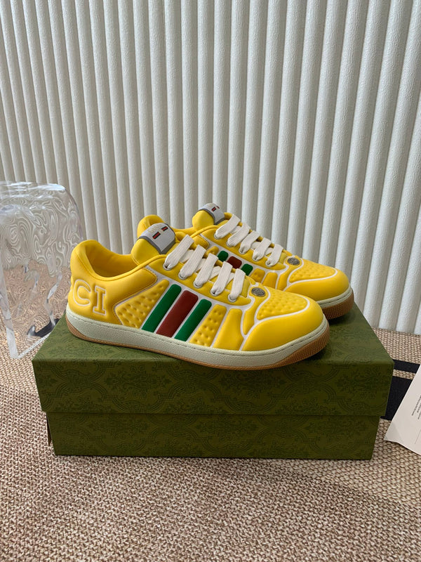 GG SCREENER SNEAKER WITH WEB LEMON CALFSKIN