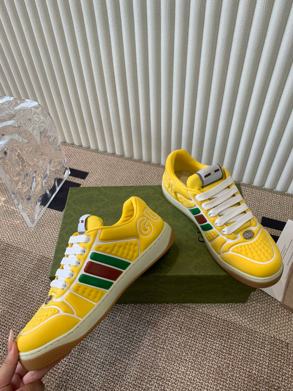 GG SCREENER SNEAKER WITH WEB LEMON CALFSKIN