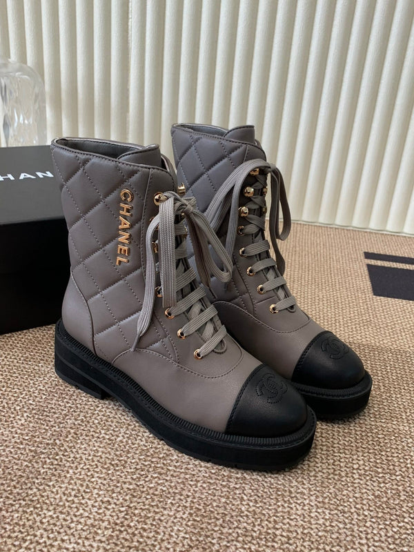 Chanel Electric Show Ankle Boot jBrown and Black Leather 507523