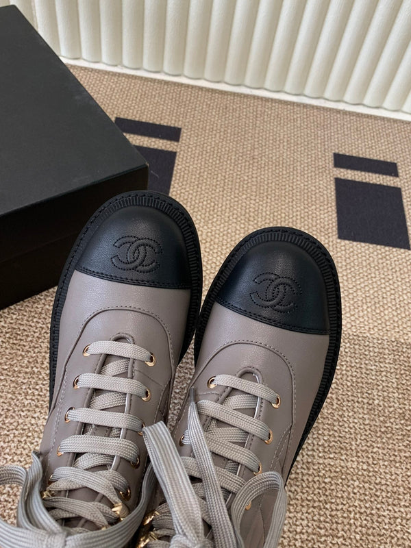 Chanel Electric Show Ankle Boot jBrown and Black Leather 507523