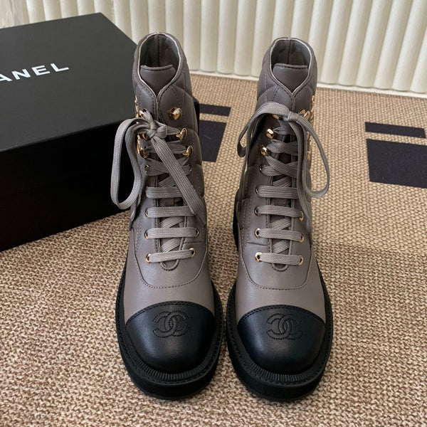 Chanel Electric Show Ankle Boot jBrown and Black Leather 507523