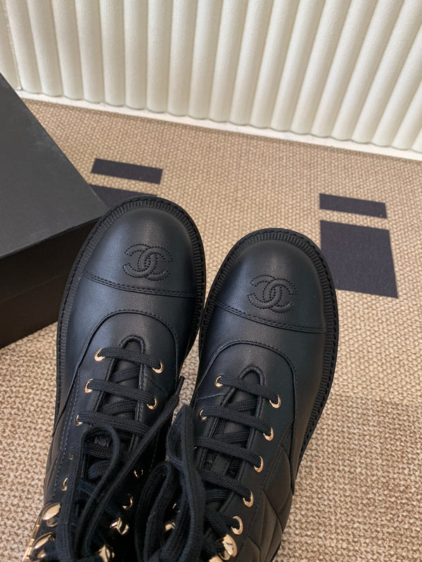 Chanel Electric Ankle Show Boot Black Leather 507526