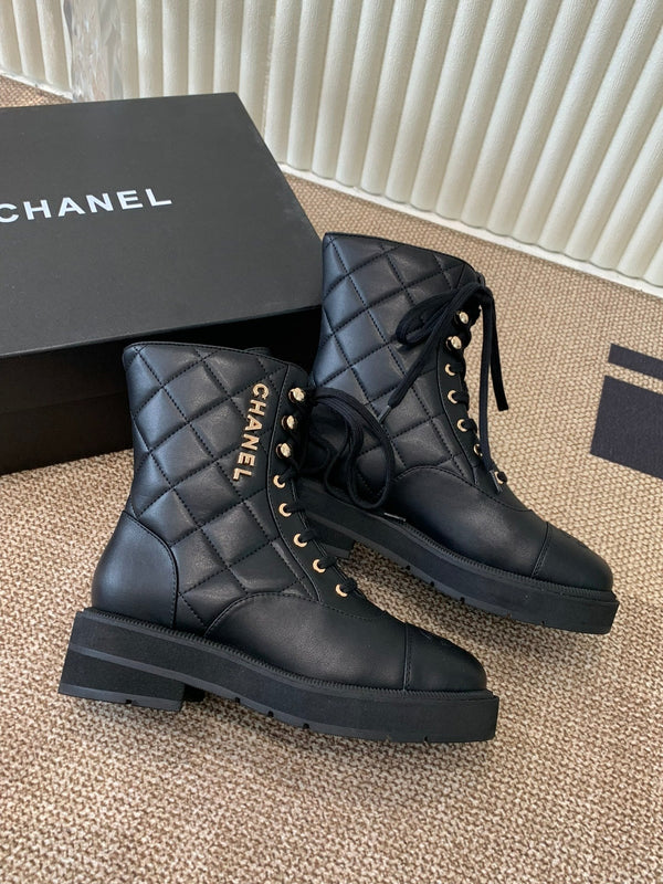 Chanel Electric Ankle Show Boot Black Leather 507526