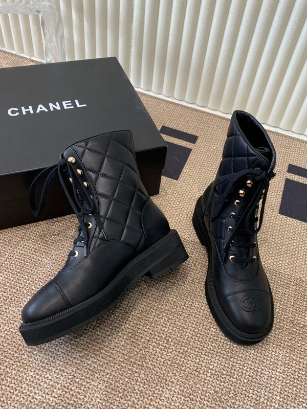 Chanel Electric Ankle Show Boot Black Leather 507526