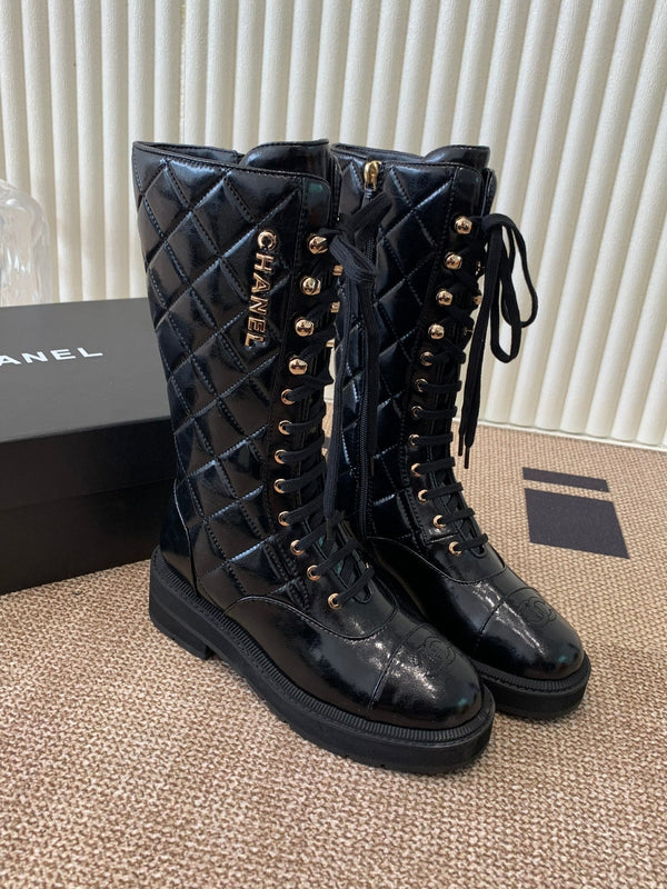Chanel Electric Show Boot Black Glossy Leather 507528