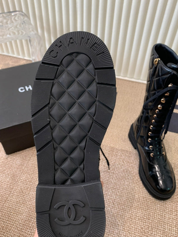Chanel Electric Show Boot Black Glossy Leather 507528