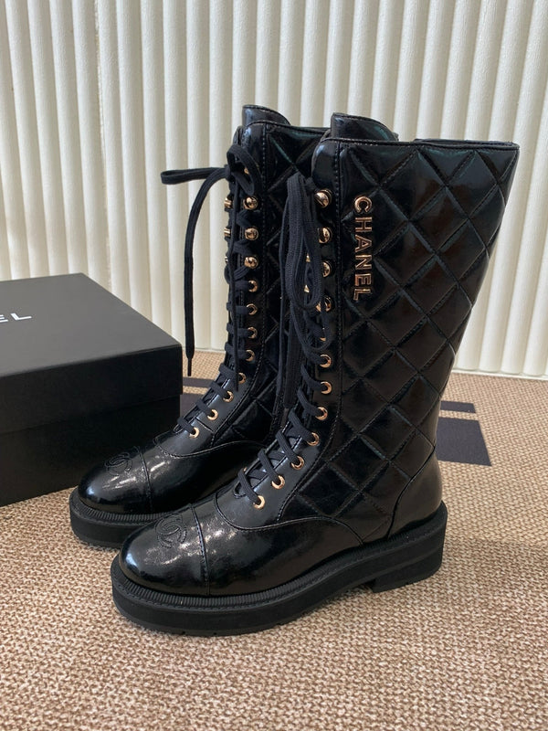 Chanel Electric Show Boot Black Glossy Leather 507528