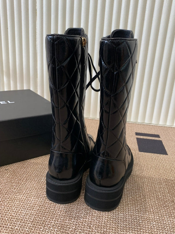 Chanel Electric Show Boot Black Glossy Leather 507528