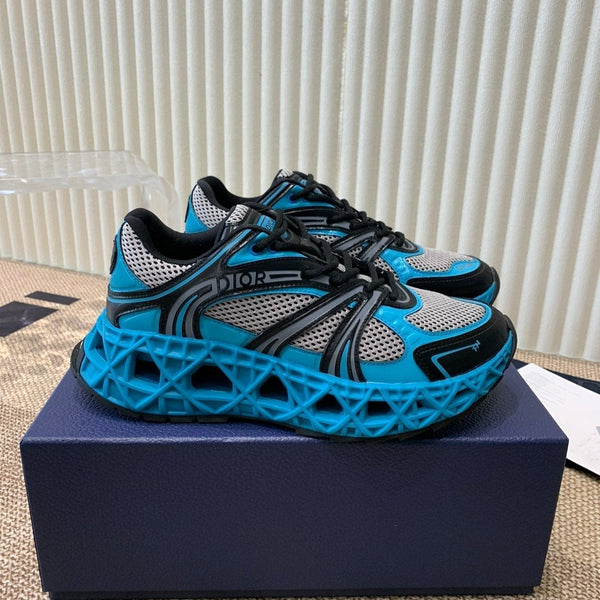 CD Sneaker B35 In Blue Mix White Black Calfskin And Fabric 113121