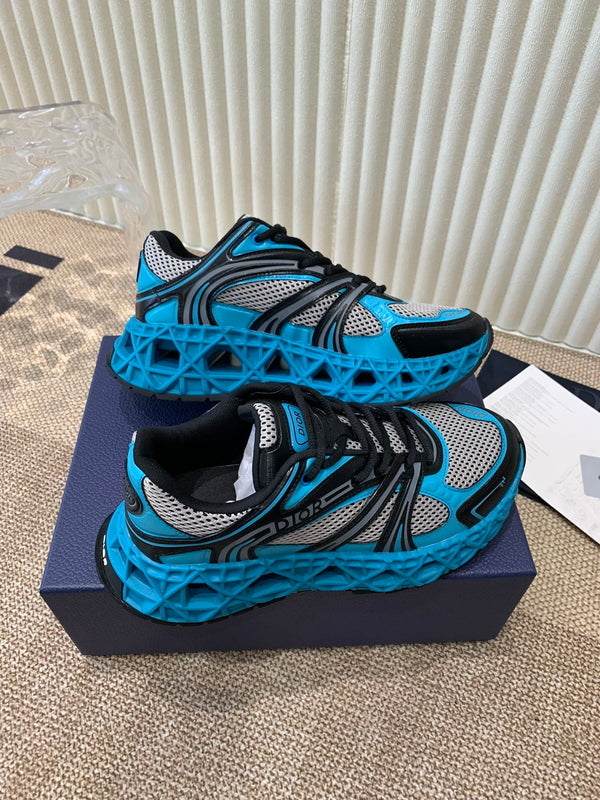 CD Sneaker B35 In Blue Mix White Black Calfskin And Fabric 113121