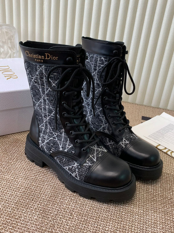 CD D-Unit Ankle Boot In Black Tweed Fabric And Cowhide 113474