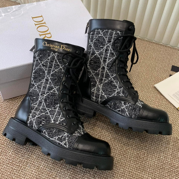 CD D-Unit Ankle Boot In Black Tweed Fabric And Cowhide 113474