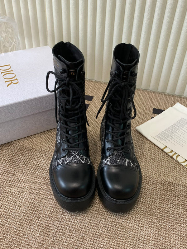 CD D-Unit Ankle Boot In Black Tweed Fabric And Cowhide 113474