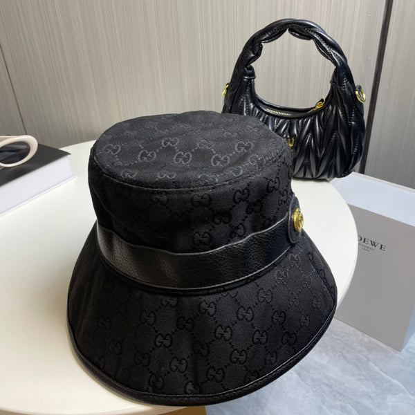 GG Bucket Hat Black Monogram 413184