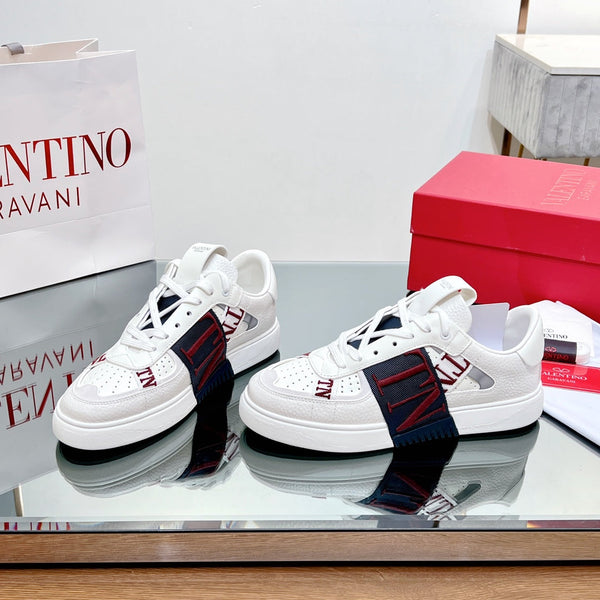 valenti low top vl7n white calfskin black red canvas