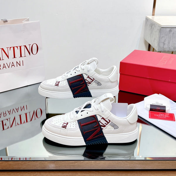 valenti low top vl7n white calfskin black red canvas