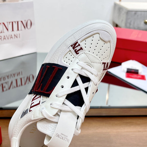 valenti low top vl7n white calfskin black red canvas