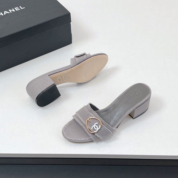 CC Mule Sandals In Grey Canvas Fabric 149438