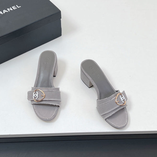 CC Mule Sandals In Grey Canvas Fabric 149438