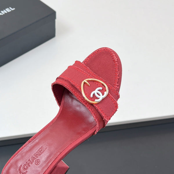 CC Mule Sandals In Red Canvas Fabric 149440