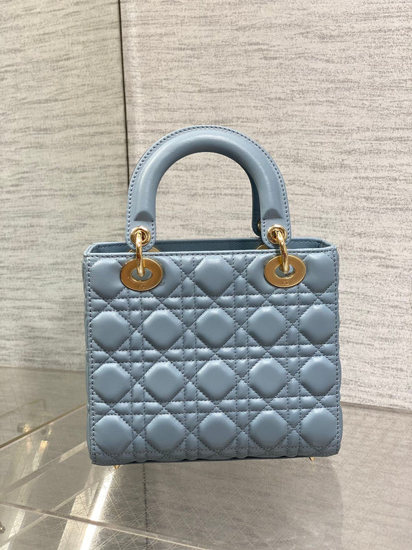 LADY MINI BAG 20 IN CERULEAN BLUE LAMBSKIN