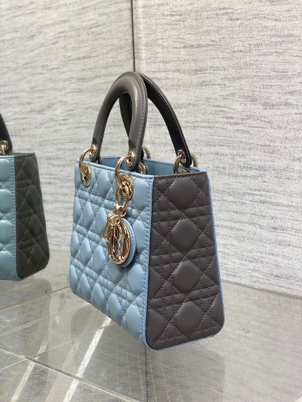 Lady Bag 20cm Celeste Blue Grey Lambksin