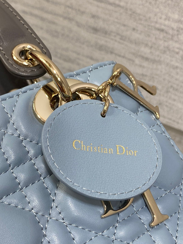 CD Lady Dior Bag Blue Grey Sheepskin 214235
