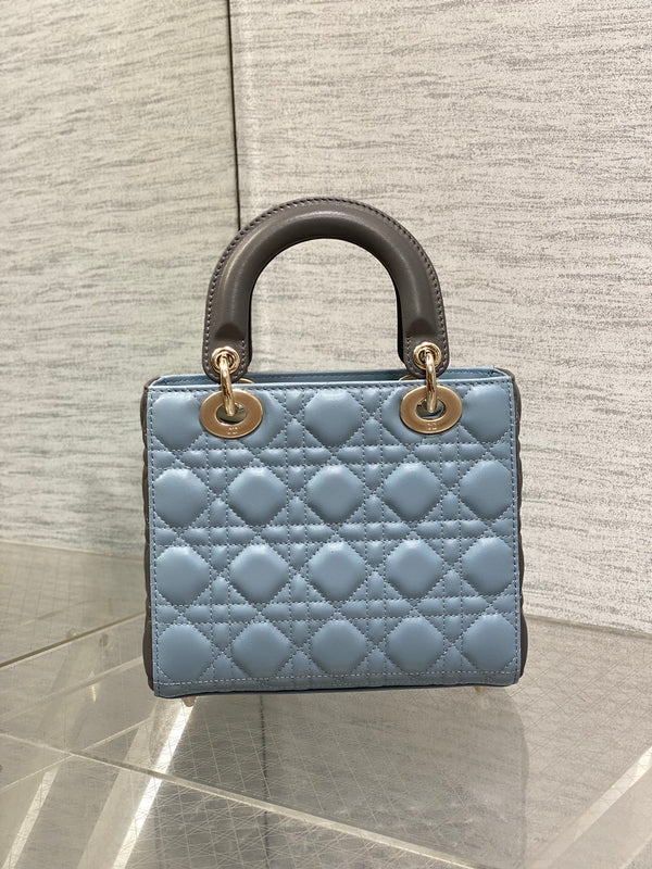 Lady Bag 20cm Celeste Blue Grey Lambksin