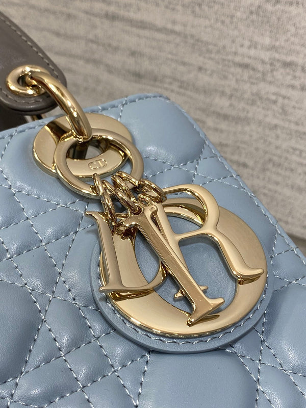CD Lady Dior Bag Blue Grey Sheepskin 214235