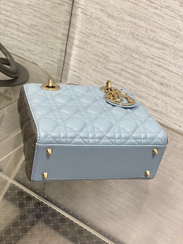 Lady Bag 20cm Celeste Blue Grey Lambksin