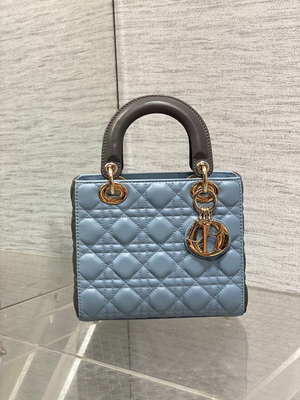 CD Lady Dior Bag Blue Grey Sheepskin 214235