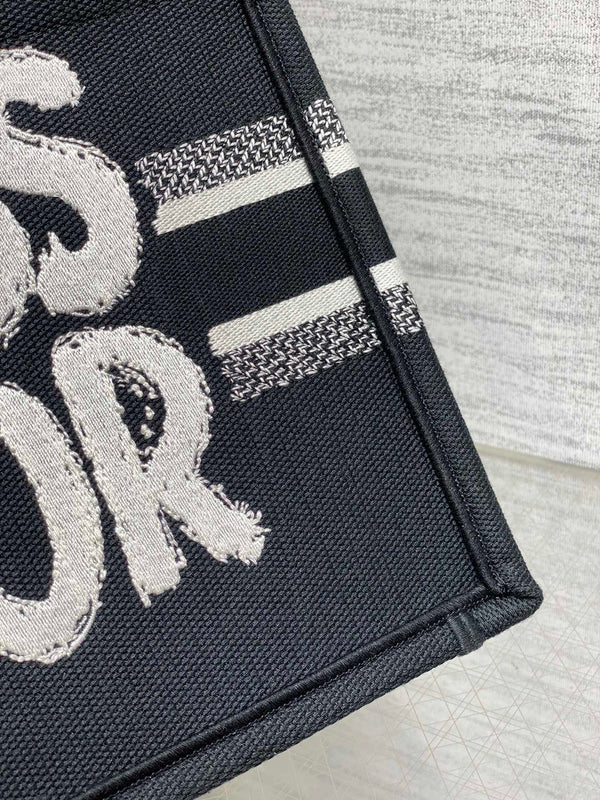 BORSA PORTA LIBRI 26 IN TELA MISTA NERA E BIANCA 226506