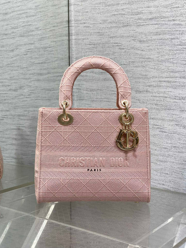 SMALL 24 LADY BAG IN PASTEL PINK CANVAS