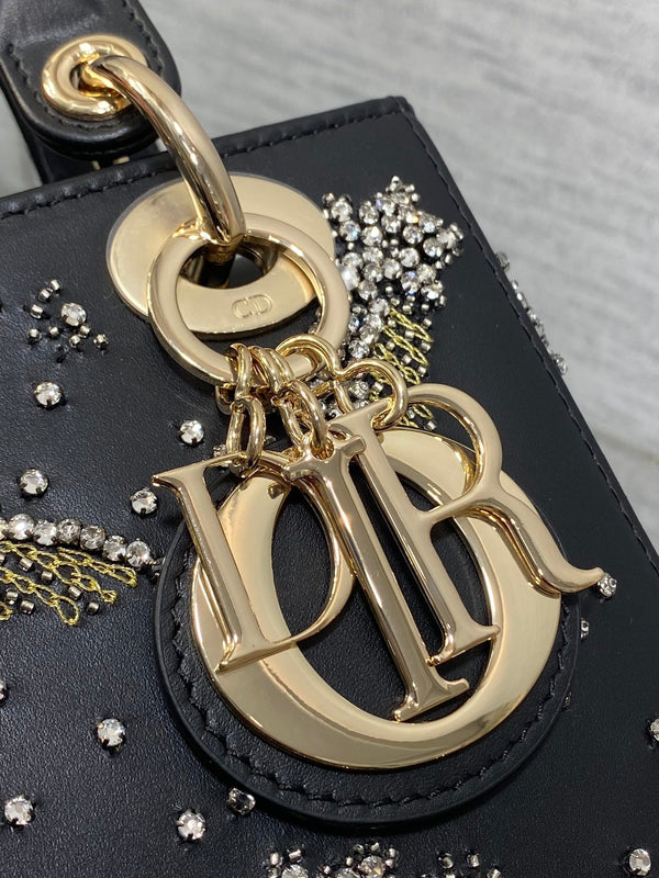 BORSA PICCOLA 20 IN PELLE DI AGNELLO NERA CON RICAMO STELLA CACCIAVANTE DA DONNA