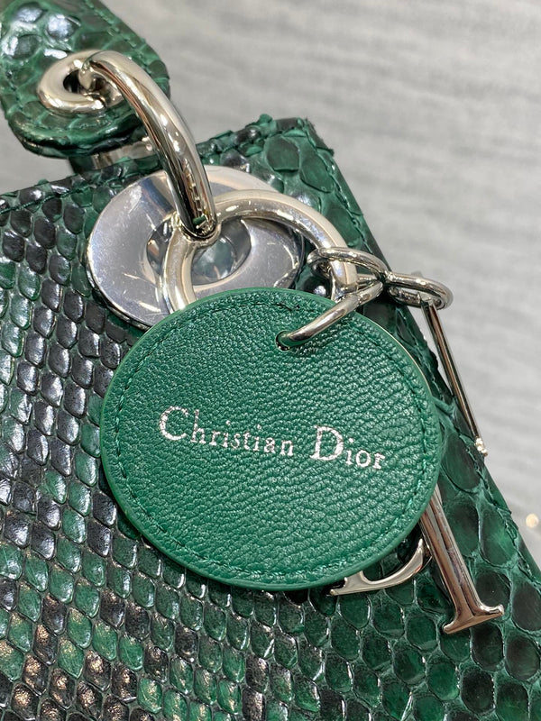 MINI 17 LADY BAG IN GREEN FOREST MIX BLACK SNAKESKIN PATTERN LAMBSKIN