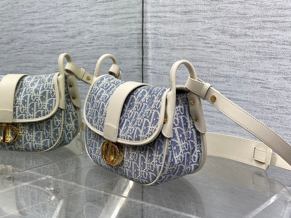 CD Montaigne classic monogram 25 blue white canvas jacquard