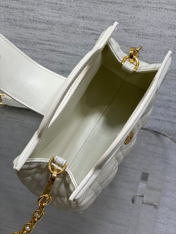 CD Jolie Top Handle Mini Bag 18.5cm White Cannage Lambskin GHW