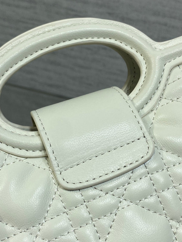 CD Jolie Top Handle Mini Bag 18.5cm White Cannage Lambskin GHW
