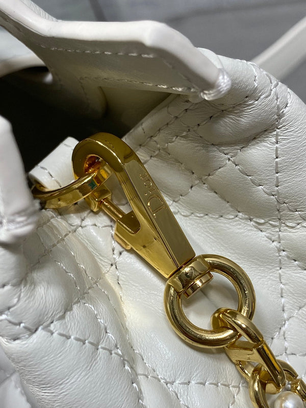 CD Jolie Top Handle Mini Bag 18.5cm White Cannage Lambskin GHW